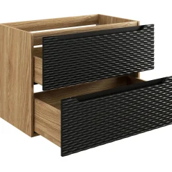 Garnero Arredamenti Mobile Bagno Sospeso-Mobile bagno sospeso 80cm 2 cassetti nero rovere Swim Nero - Rovere