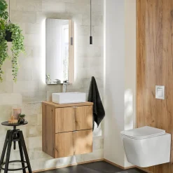 Garnero Arredamenti Mobile Bagno Sospeso-Mobile bagno sospeso 50cm 2 cassetti Rovery Rovere