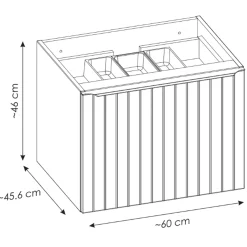 Garnero Arredamenti Mobile Bagno Sospeso-Mobile bagno sospeso 60cm 1 cassettone e 1 cassetto attrezzato cannettato blu Deep
