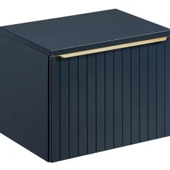 Garnero Arredamenti Mobile Bagno Sospeso-Mobile bagno sospeso 60cm 1 cassettone e 1 cassetto attrezzato cannettato blu Deep