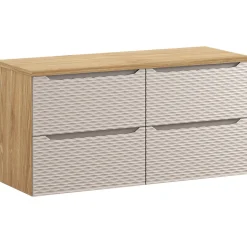 Garnero Arredamenti Mobile Bagno Sospeso-Mobile bagno sospeso 120cm 4 cassetti beige rovere Swim