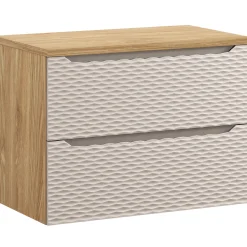Garnero Arredamenti Mobile Bagno Sospeso-Mobile bagno sospeso 80cm 2 cassetti beige rovere Swim Beige - Rovere