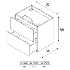 Garnero Arredamenti Mobile Bagno Sospeso-Mobile bagno sospeso 80cm 2 cassetti beige rovere Swim Beige - Rovere