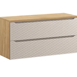 Garnero Arredamenti Mobile Bagno Sospeso-Mobile bagno sospeso 120cm 2 cassetti beige rovere Swim Beige - Rovere