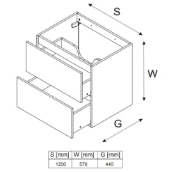 Garnero Arredamenti Mobile Bagno Sospeso-Mobile bagno sospeso 120cm 2 cassetti beige rovere Swim Beige - Rovere
