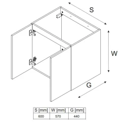 Garnero Arredamenti Mobile Bagno Sospeso-Mobile bagno sospeso 60cm 2 ante nero rovere Swim Nero - Rovere