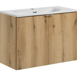 Garnero Arredamenti Mobile Bagno Sospeso-Mobile bagno sospeso 80cm 2 ante con lavabo rovere Rovery