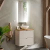 Garnero Arredamenti Mobile Bagno Sospeso-Mobile bagno sospeso 80cm 2 cassetti beige cashmere Neutry