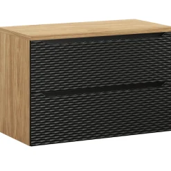Garnero Arredamenti Mobile Bagno Sospeso-Mobile bagno sospeso 90cm 2 cassetti nero rovere Swim Nero - Rovere