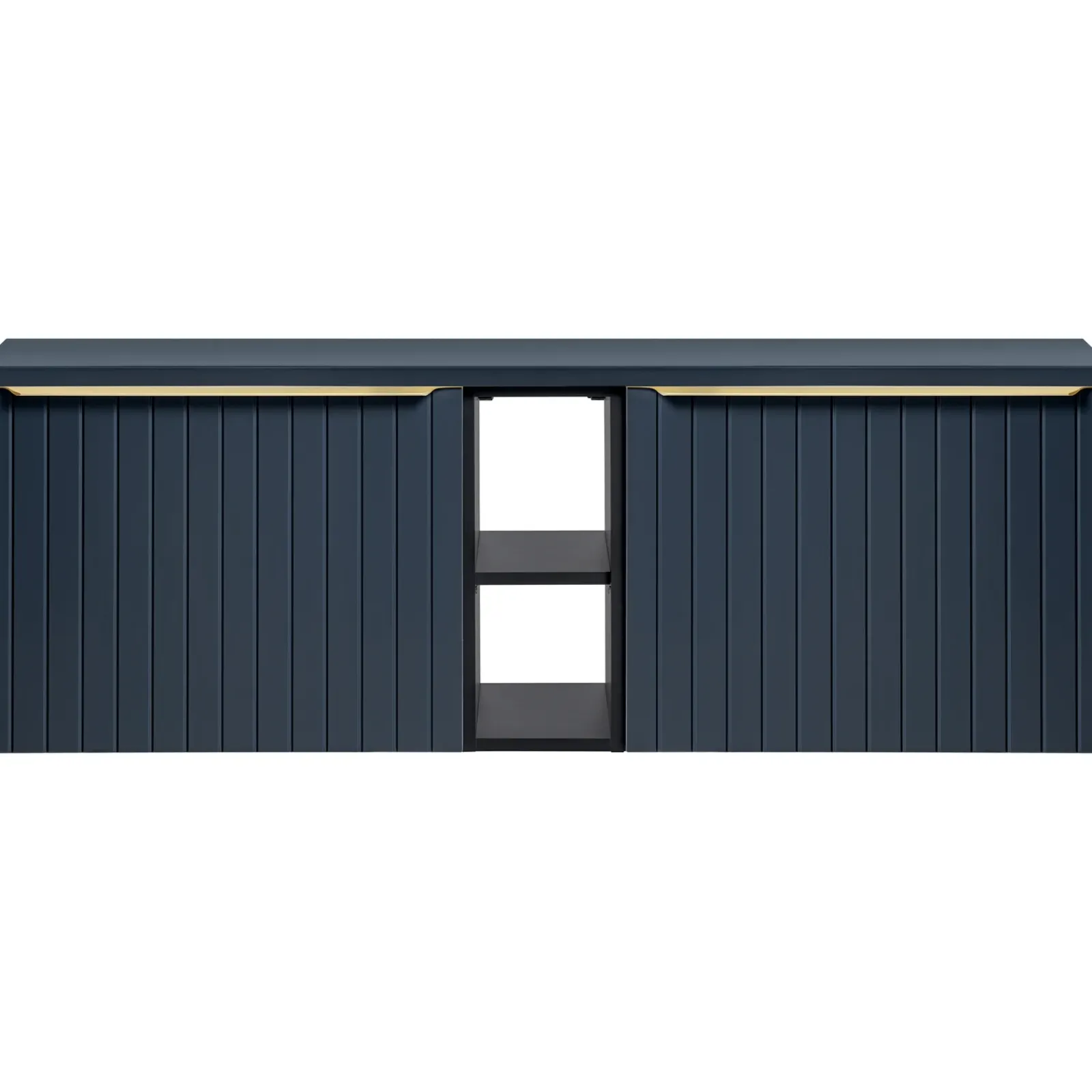 Garnero Arredamenti Mobile Bagno Sospeso-Mobile bagno sospeso 180cm 2 cassettoni e 2 cassetti attrezzati cannettato blu Deep