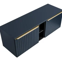 Garnero Arredamenti Mobile Bagno Sospeso-Mobile bagno sospeso 180cm 2 cassettoni e 2 cassetti attrezzati cannettato blu Deep