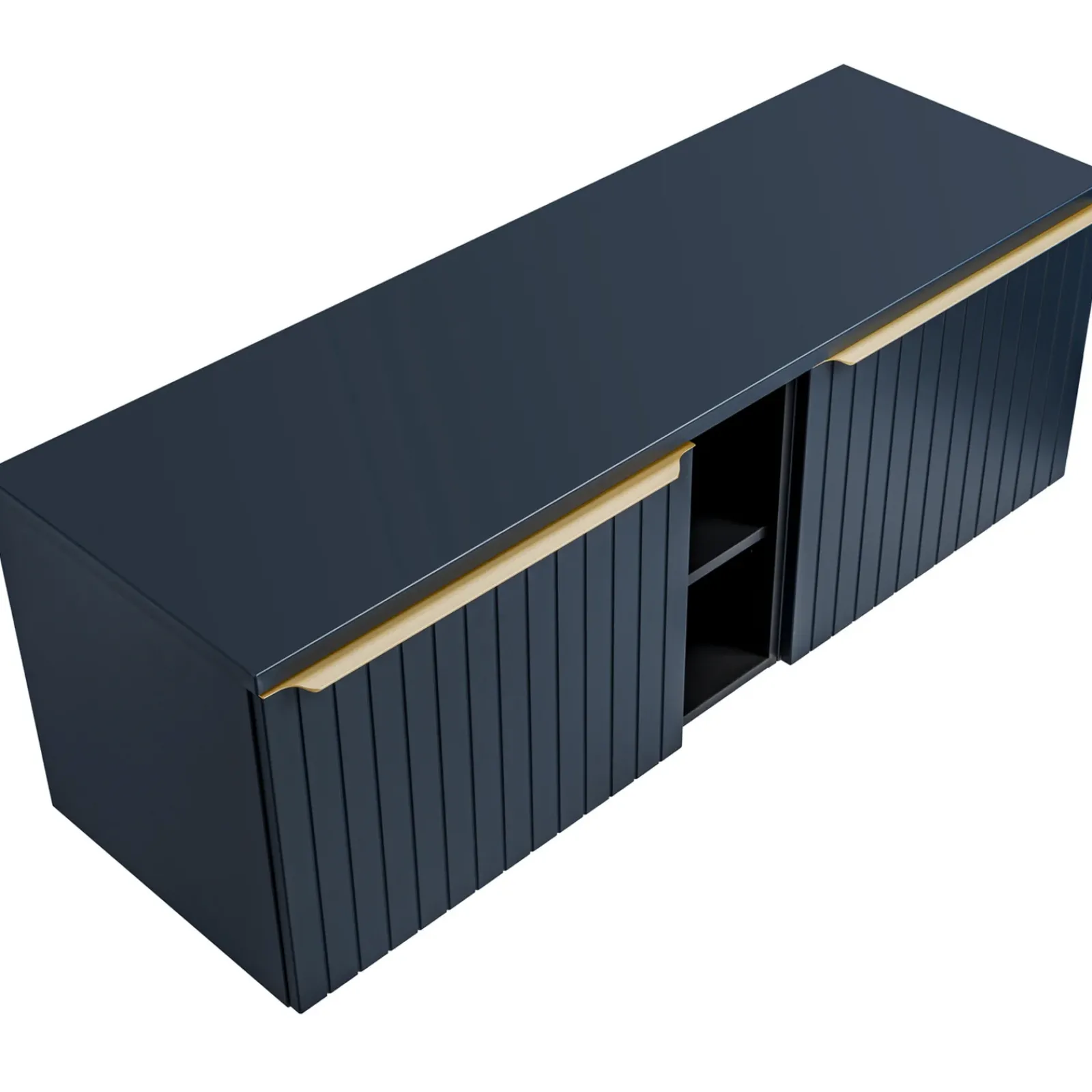 Garnero Arredamenti Mobile Bagno Sospeso-Mobile bagno sospeso 180cm 2 cassettoni e 2 cassetti attrezzati cannettato blu Deep