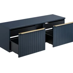 Garnero Arredamenti Mobile Bagno Sospeso-Mobile bagno sospeso 180cm 2 cassettoni e 2 cassetti attrezzati cannettato blu Deep