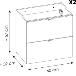 Garnero Arredamenti Mobile Bagno Sospeso-Mobile bagno sospeso 120cm 4 cassetti rovere nero Rovery Rovere - Nero