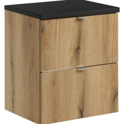 Garnero Arredamenti Mobile Bagno Sospeso-Mobile bagno sospeso 50cm 2 cassetti rovere nero Rovery Rovere - Nero