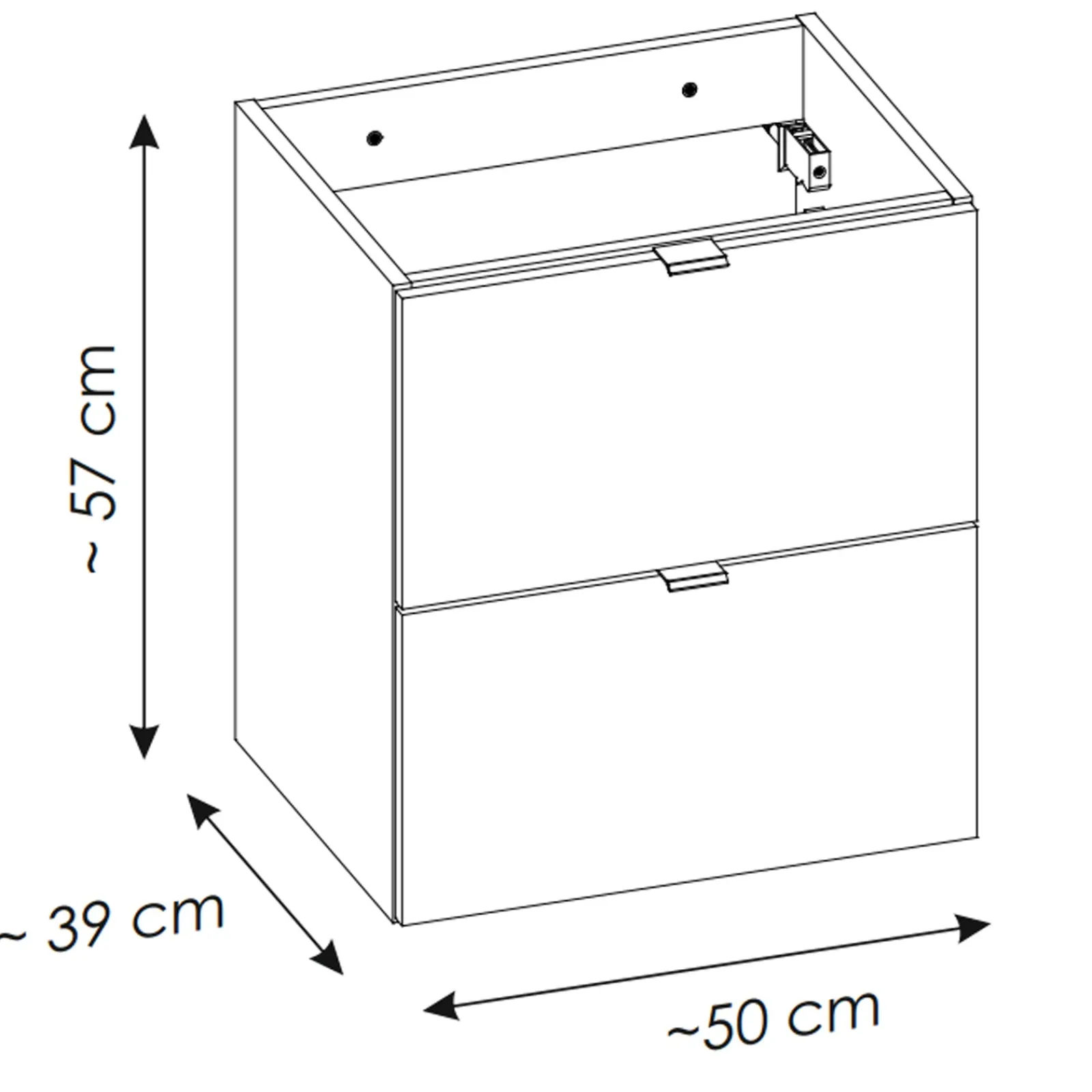 Garnero Arredamenti Mobile Bagno Sospeso-Mobile bagno sospeso 50cm 2 cassetti rovere nero Rovery Rovere - Nero