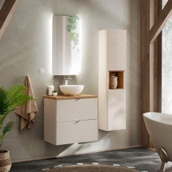 Garnero Arredamenti Mobile Bagno Sospeso-Mobile bagno sospeso 60cm 2 cassetti beige cashmere Neutry