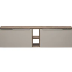 Garnero Arredamenti Mobile Bagno Sospeso-Mobile bagno sospeso 180cm 2 cassettoni e 2 cassetti attrezzati e 2 vani grigio quercia Serif