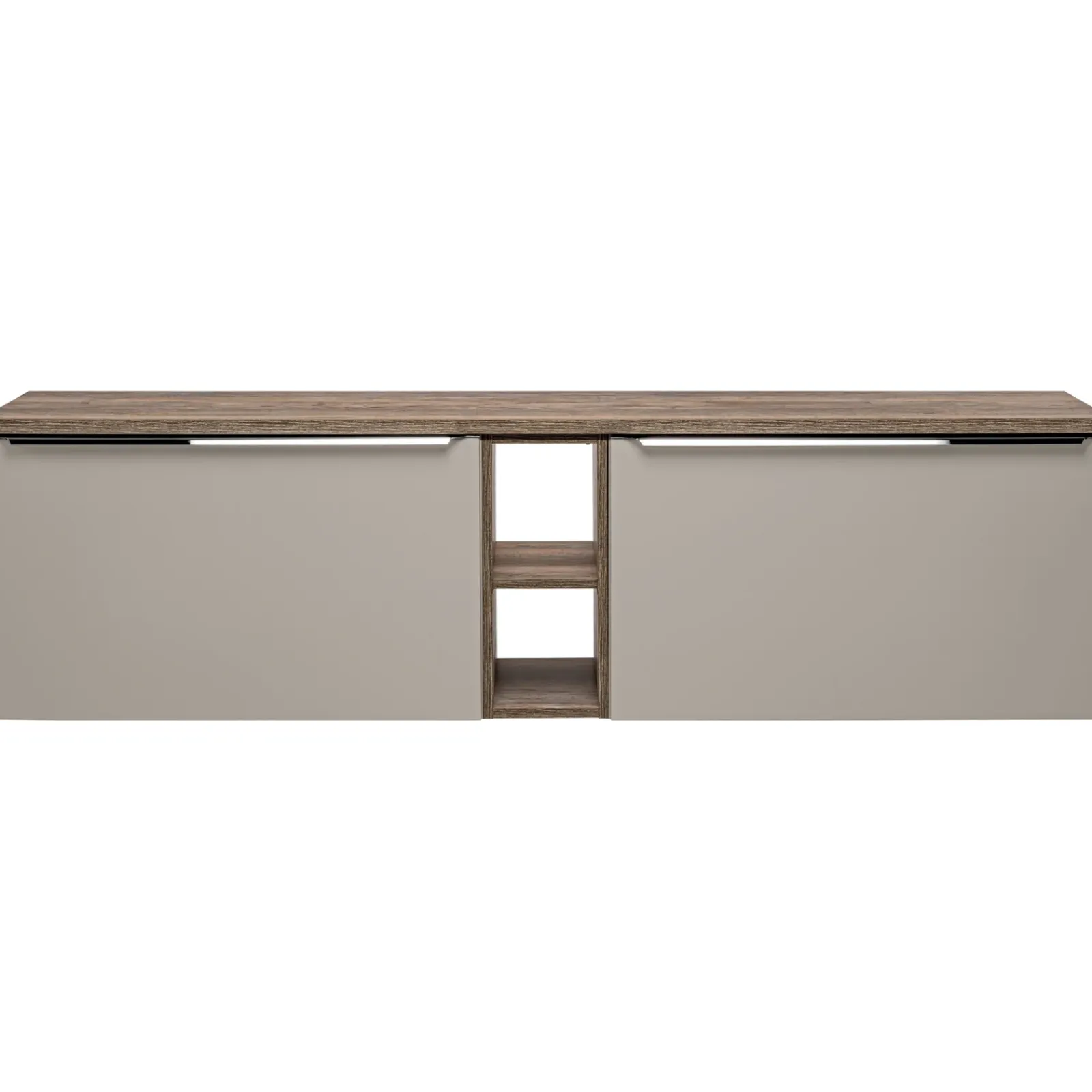 Garnero Arredamenti Mobile Bagno Sospeso-Mobile bagno sospeso 180cm 2 cassettoni e 2 cassetti attrezzati e 2 vani grigio quercia Serif