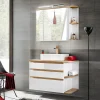 Garnero Arredamenti Mobile Bagno Sospeso-Mobile bagno sospeso 94cm 2 cassetti attrezzati bianco rovere Dual