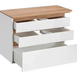 Garnero Arredamenti Mobile Bagno Sospeso-Mobile bagno sospeso 94cm 2 cassetti attrezzati bianco rovere Dual