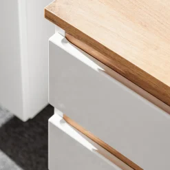 Garnero Arredamenti Mobile Bagno Sospeso-Mobile bagno sospeso 94cm 2 cassetti attrezzati bianco rovere Dual