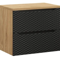 Garnero Arredamenti Mobile Bagno Sospeso-Mobile bagno sospeso 70cm 2 cassetti nero rovere Swim Nero - Rovere