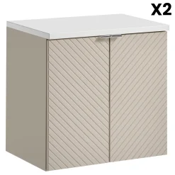 Garnero Arredamenti Mobile Bagno Sospeso-Mobile bagno sospeso 120cm 4 ante beige cashmere Neutry