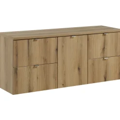 Garnero Arredamenti Mobile Bagno Sospeso-Mobile bagno sospeso 140cm 4 cassetti e portabiancheria Rovery Rovere