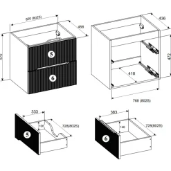 Garnero Arredamenti Mobile Bagno Sospeso-Mobile bagno sospeso 80cm cannettato 2 cassetti rovere Pretty