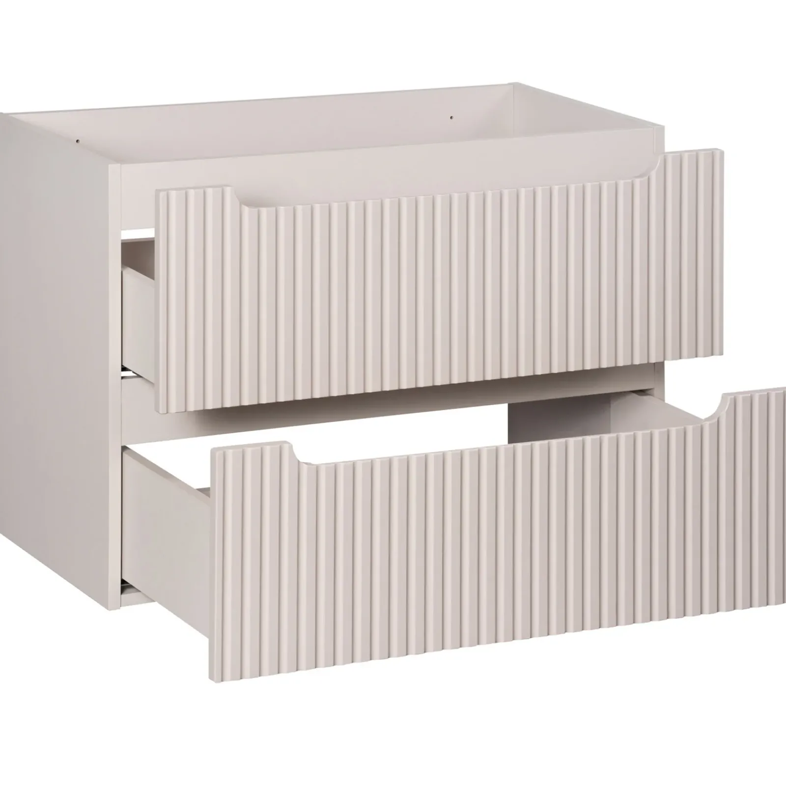 Garnero Arredamenti Mobile Bagno Sospeso-Mobile bagno sospeso 80cm cannettato con lavabo 2 cassetti Cleany Beige