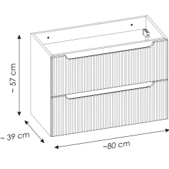 Garnero Arredamenti Mobile Bagno Sospeso-Mobile bagno sospeso 80cm cannettato con lavabo 2 cassetti Cleany Beige