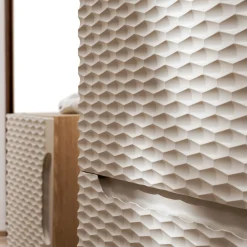 Garnero Arredamenti Mobile Bagno Sospeso-Mobile bagno sospeso 80cm con lavabo, specchio e colonna beige rovere Swim