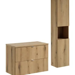 Garnero Arredamenti Mobile Bagno Sospeso-Mobile bagno sospeso 80cm con colonna rovere Rovery