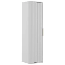 Garnero Arredamenti Mobile Bagno Sospeso-Mobile bagno sospeso 90cm con lavabo, colonna e pensile cannettato bianco Lusso