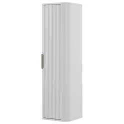 Garnero Arredamenti Mobile Bagno Sospeso-Mobile bagno sospeso 90cm con lavabo, colonna e pensile cannettato bianco Lusso