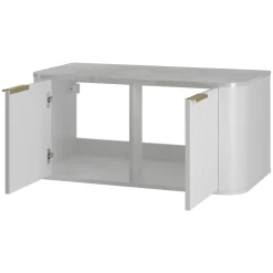 Garnero Arredamenti Mobile Bagno Sospeso-Mobile bagno sospeso 90cm con lavabo, colonna e pensile cannettato bianco Lusso