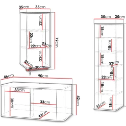 Garnero Arredamenti Mobile Bagno Sospeso-Mobile bagno sospeso 90cm con lavabo, colonna e pensile cannettato bianco Lusso