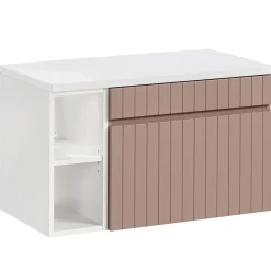Garnero Arredamenti Mobile Bagno Sospeso-Mobile bagno sospeso 80cm cannettato 1 cassettone e vani rosa Autentic