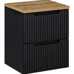 Garnero Arredamenti Mobile Bagno Sospeso-Mobile bagno sospeso 50cm cannettato 2 cassetti rovere Cleany Nero