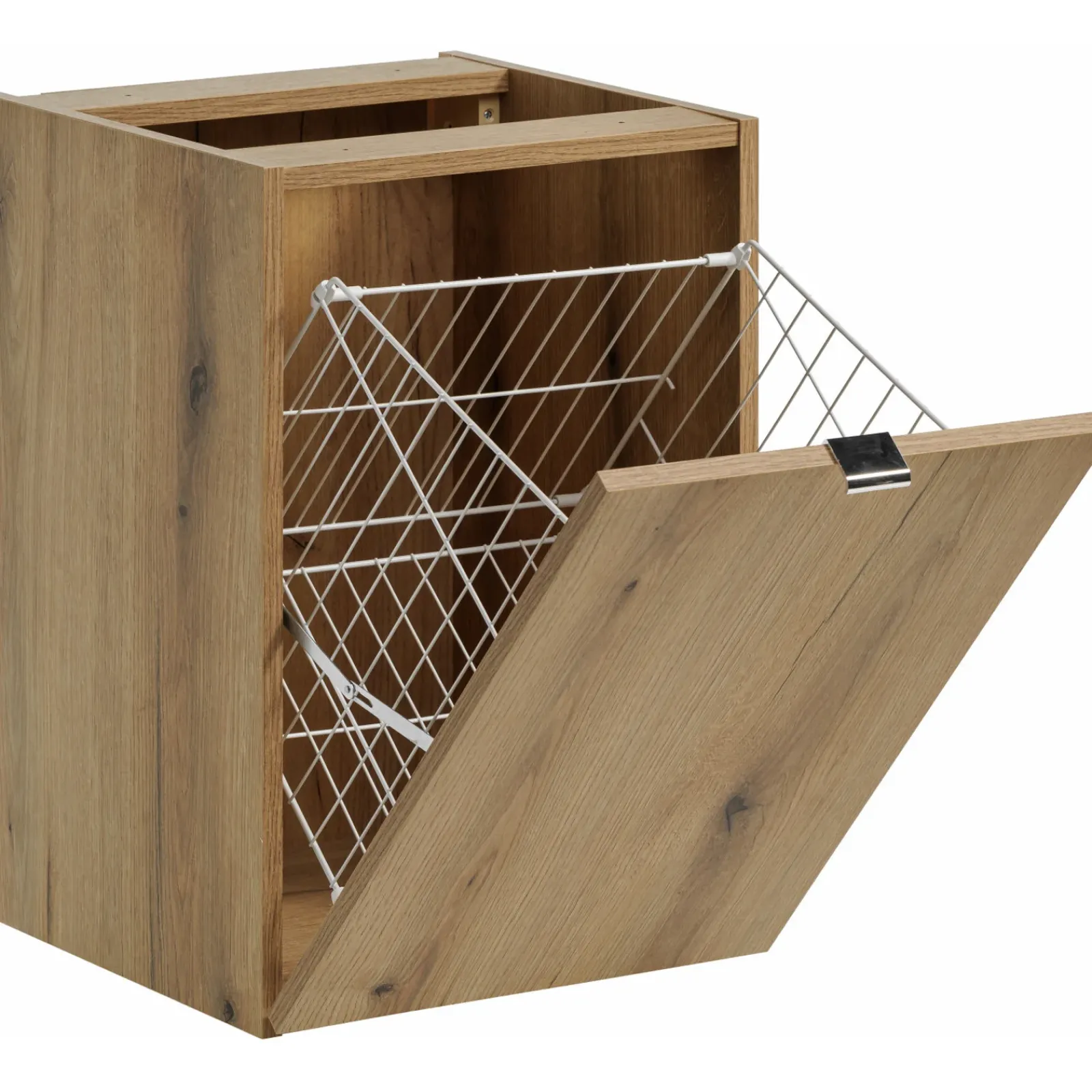 Garnero Arredamenti Mobile Bagno Sospeso-Mobile bagno sospeso 140cm con portabiancheria e colonna rovere Rovery