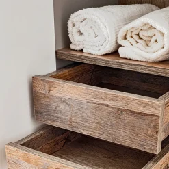 Garnero Arredamenti Mobile Bagno Sospeso-Mobile bagno sospeso 60cm con lavabo, mobile specchio, colonna e vani grigio quercia Serif