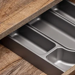 Garnero Arredamenti Mobile Bagno Sospeso-Mobile bagno sospeso 60cm con lavabo, mobile specchio, colonna e vani grigio quercia Serif