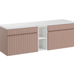 Garnero Arredamenti Mobile Bagno Sospeso-Mobile bagno sospeso 140cm cannettato 2 cassettoni Autentic Rosa