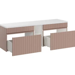 Garnero Arredamenti Mobile Bagno Sospeso-Mobile bagno sospeso 140cm cannettato 2 cassettoni Autentic Rosa