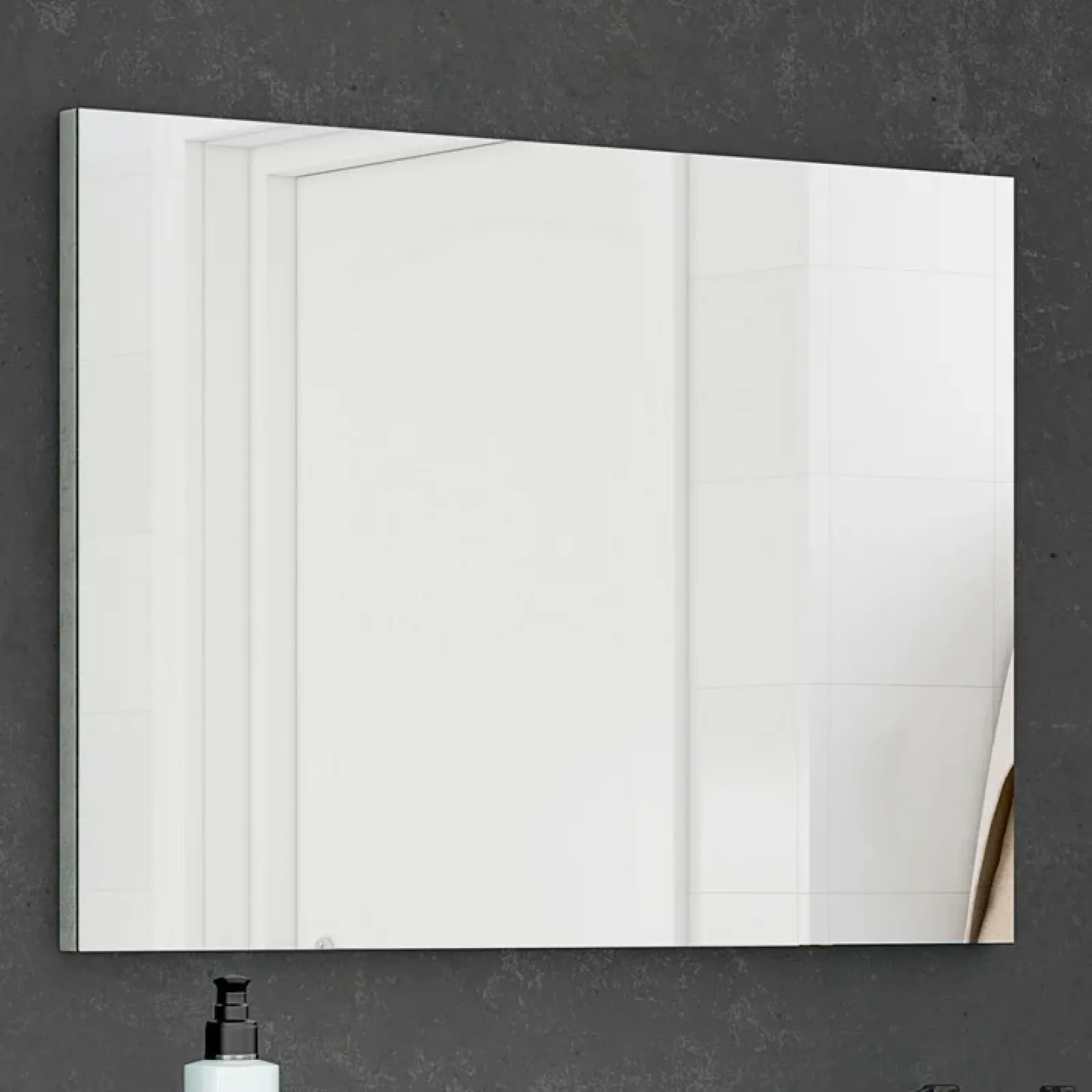 Garnero Arredamenti Mobile Bagno Sospeso-Mobile bagno sospeso 80cm con lavabo, specchio e colonna cemento bianco Oscar