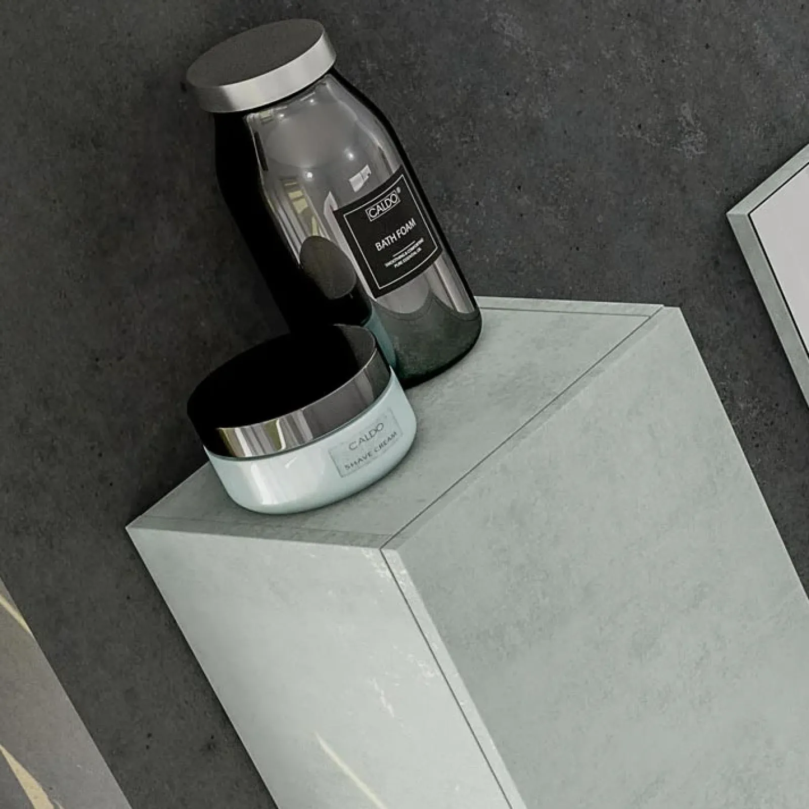 Garnero Arredamenti Mobile Bagno Sospeso-Mobile bagno sospeso 80cm con lavabo, specchio e colonna cemento bianco Oscar