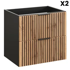 Garnero Arredamenti Mobile Bagno Sospeso-Mobile bagno sospeso 120cm con 2 lavabi da incasso quercia antracite Limpid