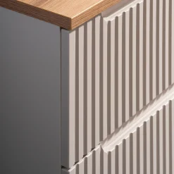 Garnero Arredamenti Mobile Bagno Sospeso-Mobile bagno sospeso 140cm cannettato 4 cassetti beige rovere Cleany Beige - Rovere