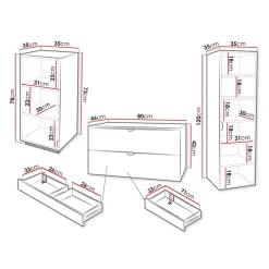Garnero Arredamenti Mobile Bagno Sospeso-Mobile bagno sospeso 80cm con colonna e pensile Hakone Grigio